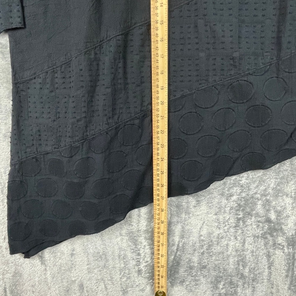 Produce‎ Co Tunic Top Womens Large Black Textured Asymmetrical Hem Cotton Boho - Picture 10 of 10